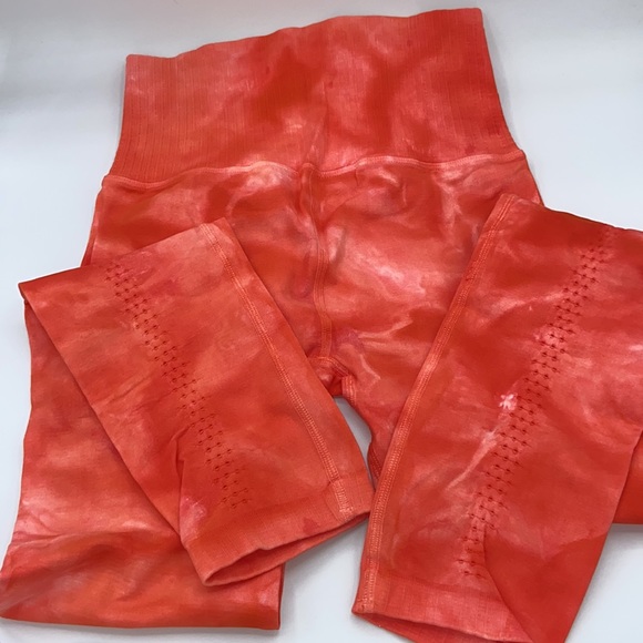 NEW! $78 FREE PEOPLE Movement High-Rise GOOD KARMA XS/S Orange Tie Dyed Leggings - Picture 3 of 17